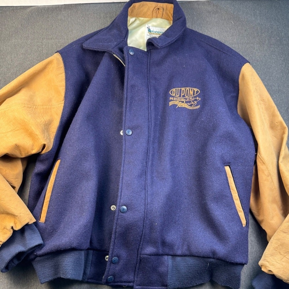 Motorsport Traditions DuPont Racing‎ Jacket Mens XL Wool Blend Leather Sleeves